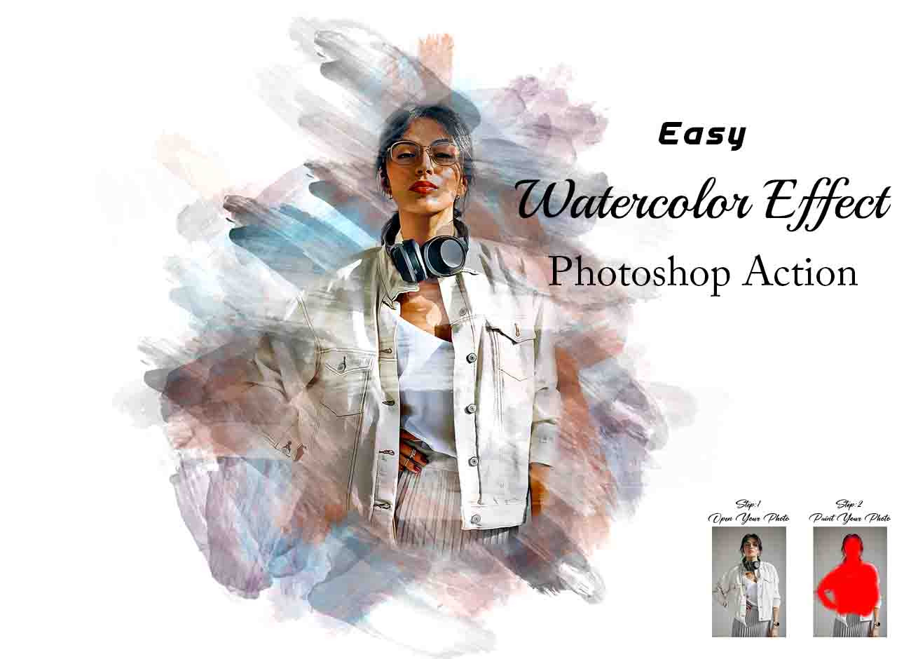 Easy Watercolor Effect Ps Action, an Action Add-On by Studio Retouch