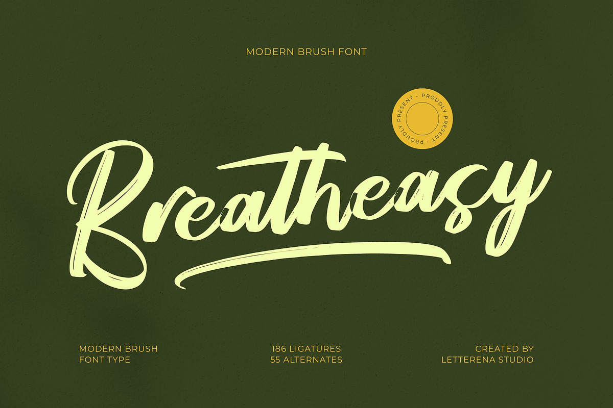 Breatheasy Modern Brush Font Type, a Script Font by Letterena Studios Script (Photo 1 of 15)