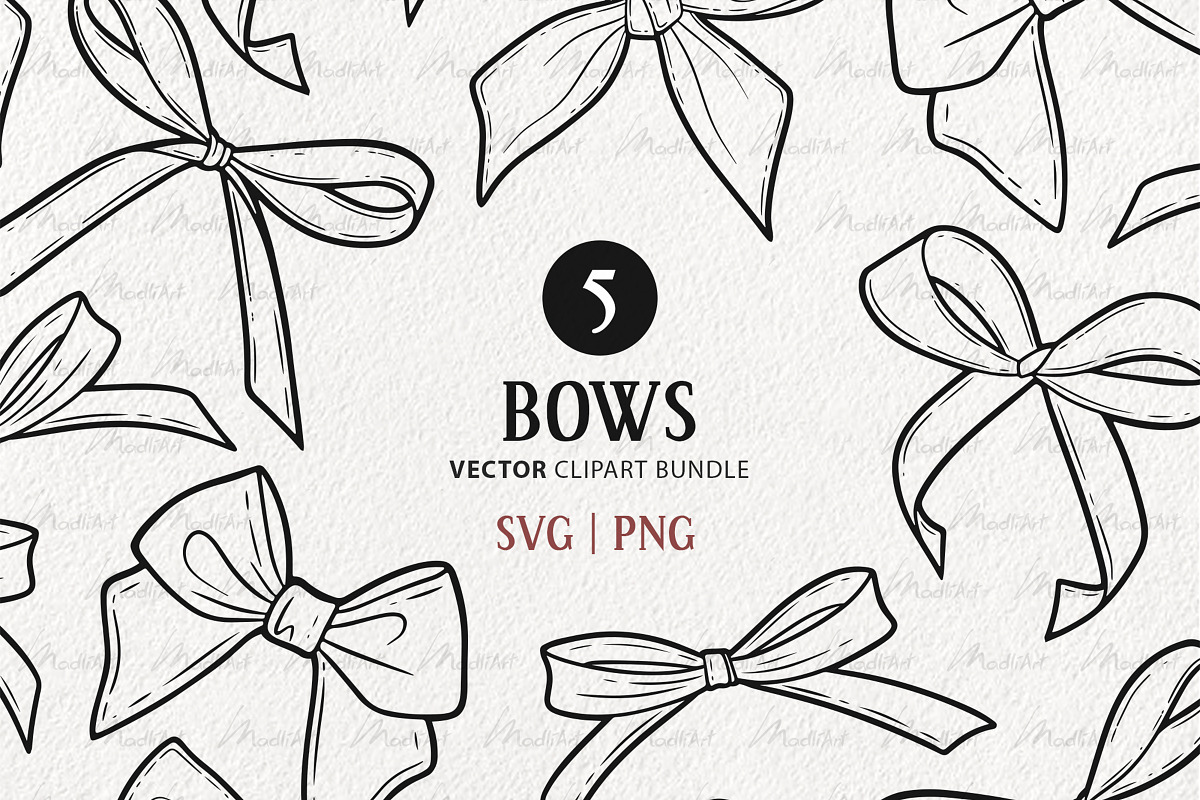 Bow Vector Line Art Set, an Illustration by MadliArt (Photo 1 of 4)
