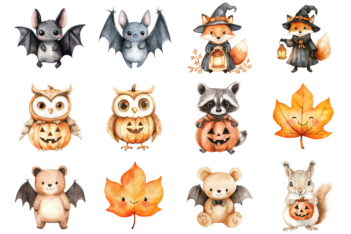 Woodland Halloween Clipart PNG, a Seasonal Illustration by CitraGraphics (Photo 3 of 7)