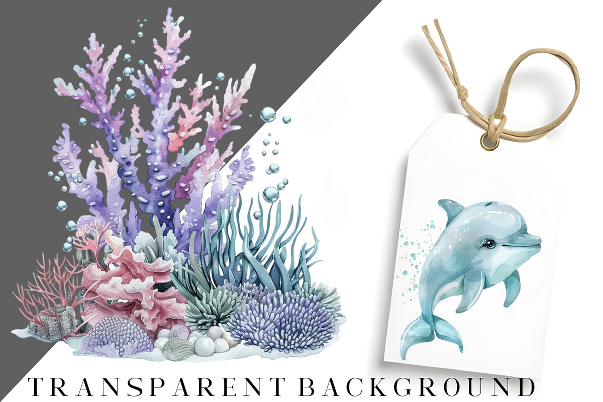 Watercolor Under the Sea Clipart, an Illustration by DreamCafeArt (Photo 8 of 8)