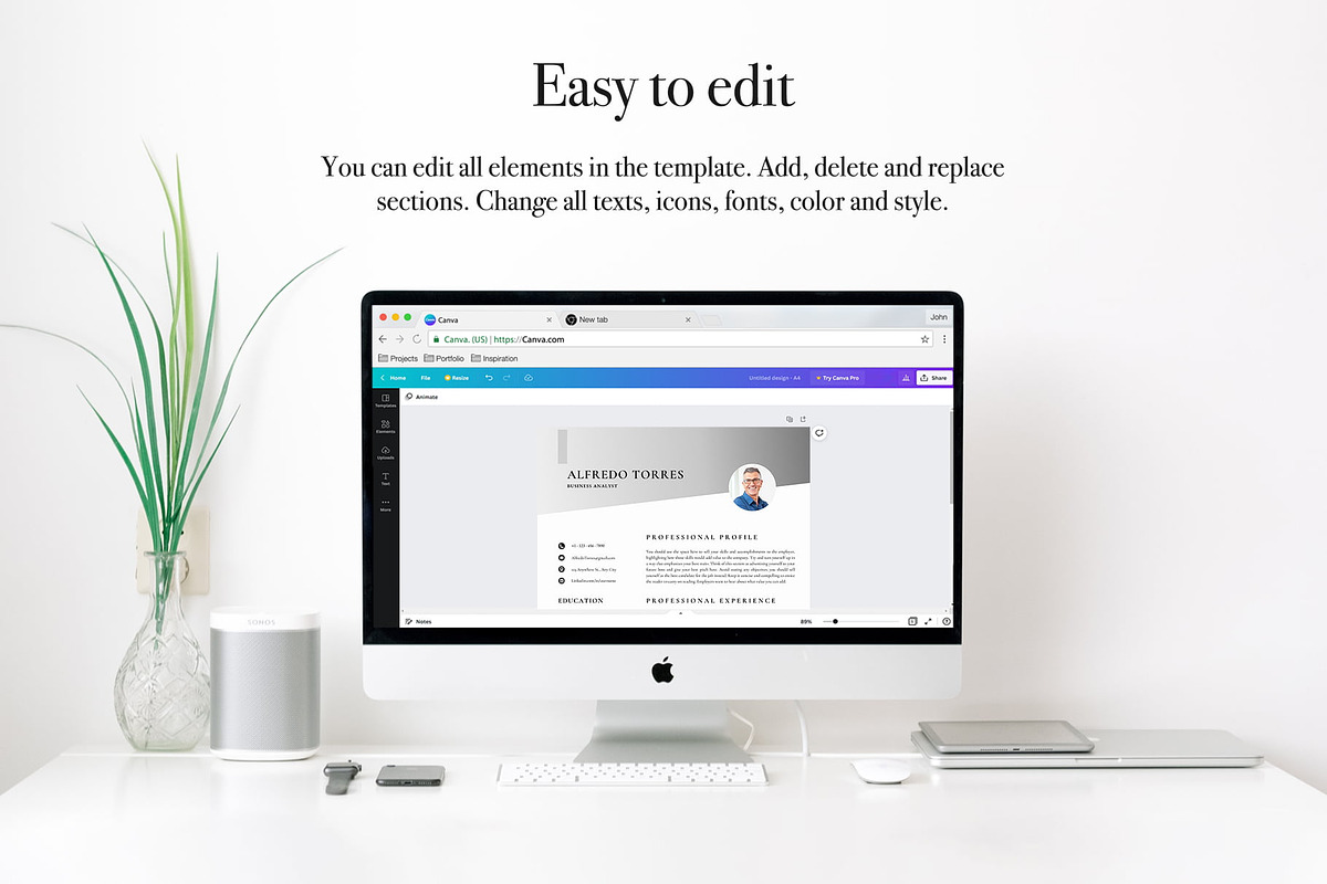 Sleek and Modern CV Template | Canva, a Resume Template by Lux Resume (Photo 7 of 9)