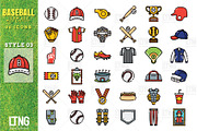 Baseball icon set with 3 styles, an Outline Icon by LTNG STUDIO (Thumbnail 6 of 6)