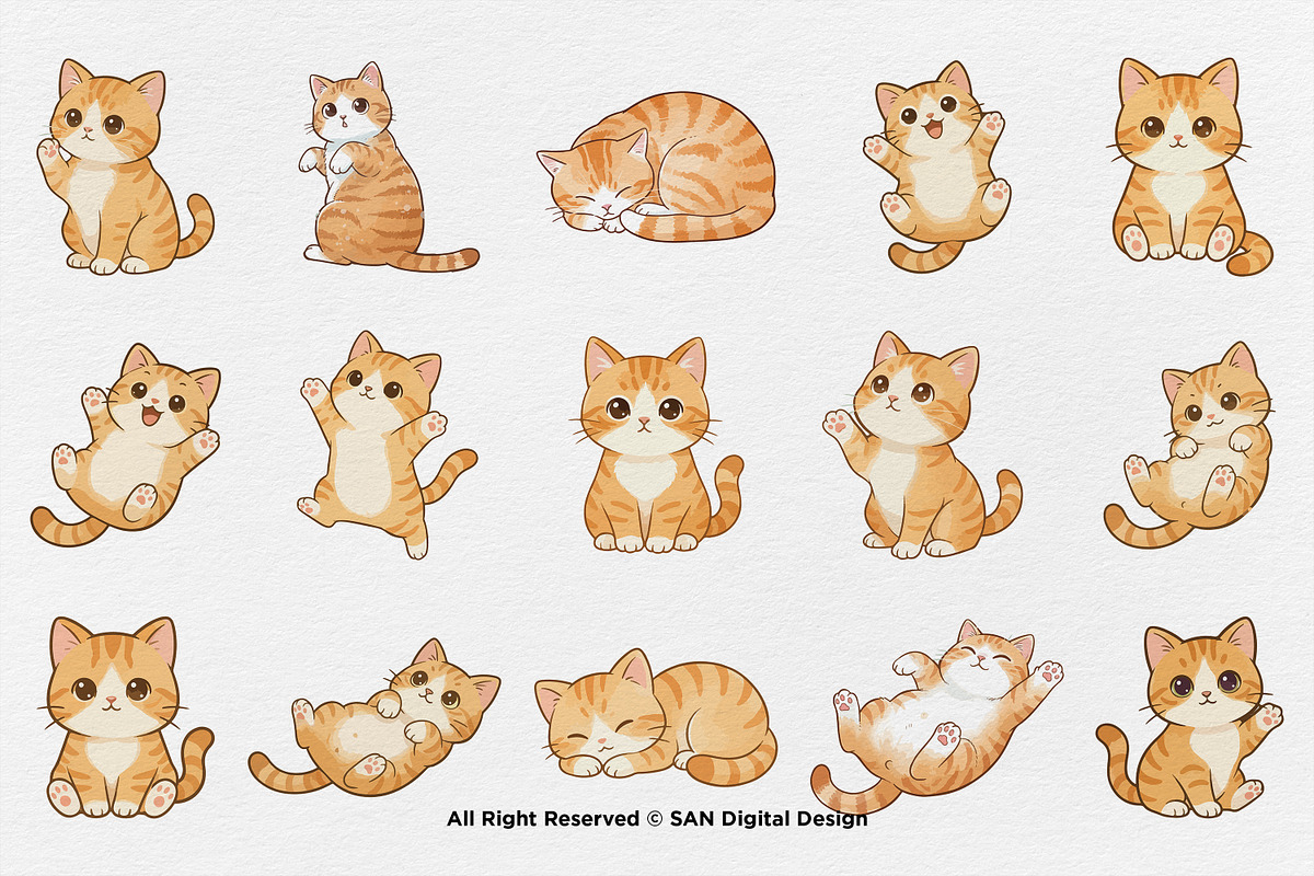 15 Bundle Watercolor Baby Kitten Pet, an Animal Illustration by Morspective (Photo 8 of 8)