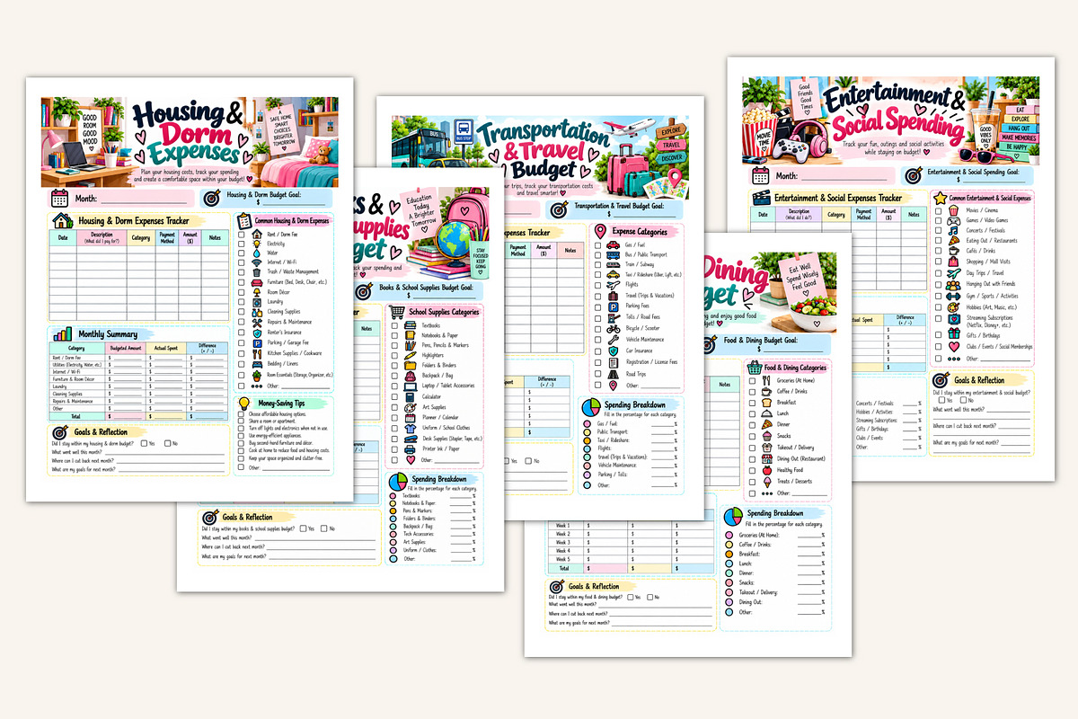 College Student Finance Workbook, a Stationery Template by Designmela01 (Photo 3 of 5)