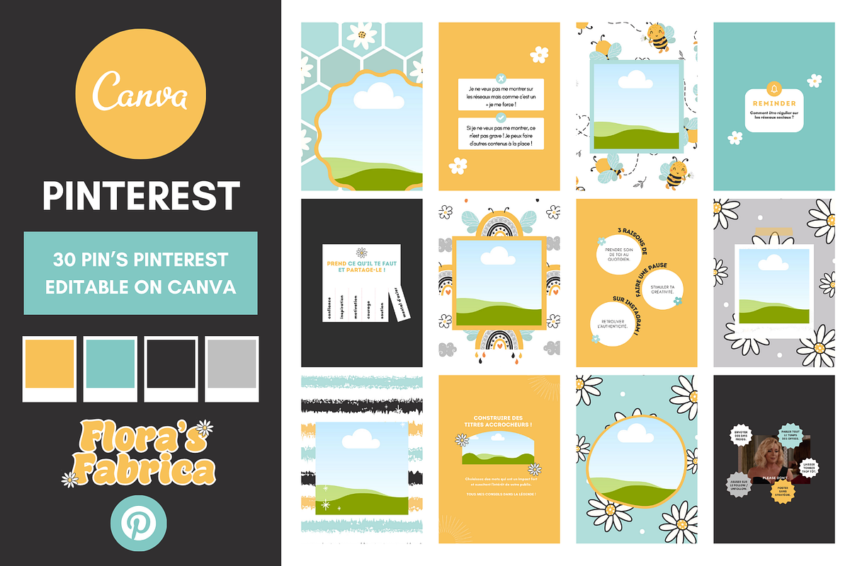 Pinterest Business Templates CANVA, a Social Media Template by florasfabrica (Photo 1 of 3)