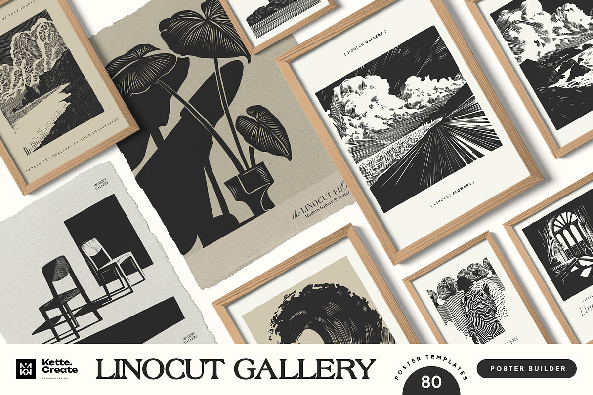 Linocut Gallery | Poster Builder, an Object Graphic by KetteCreate (Photo 1 of 13)