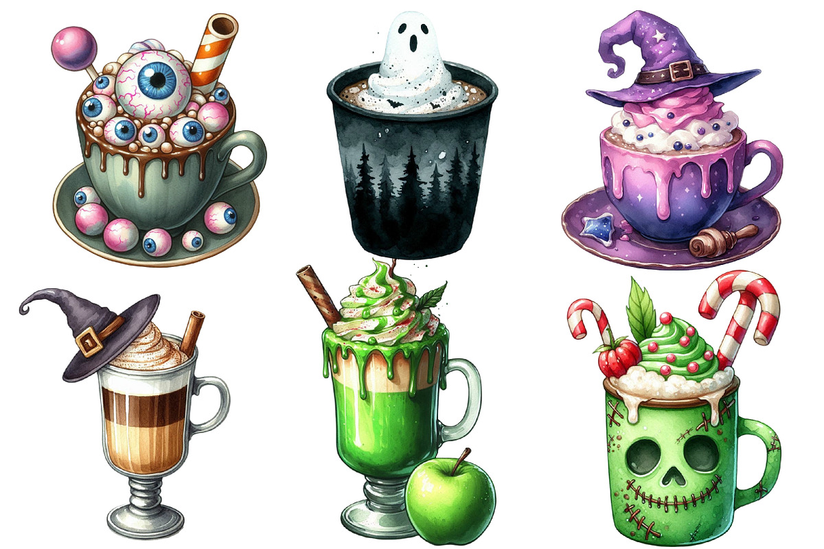 Halloween Coffee Latte Clipart, an Illustration by Designworld (Photo 3 of 6)