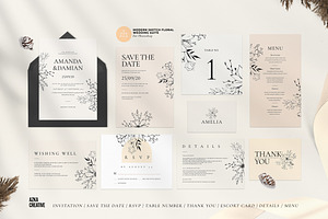 Modern Sketch Floral Wedding Suite, an Invitation Template by Azka Creative