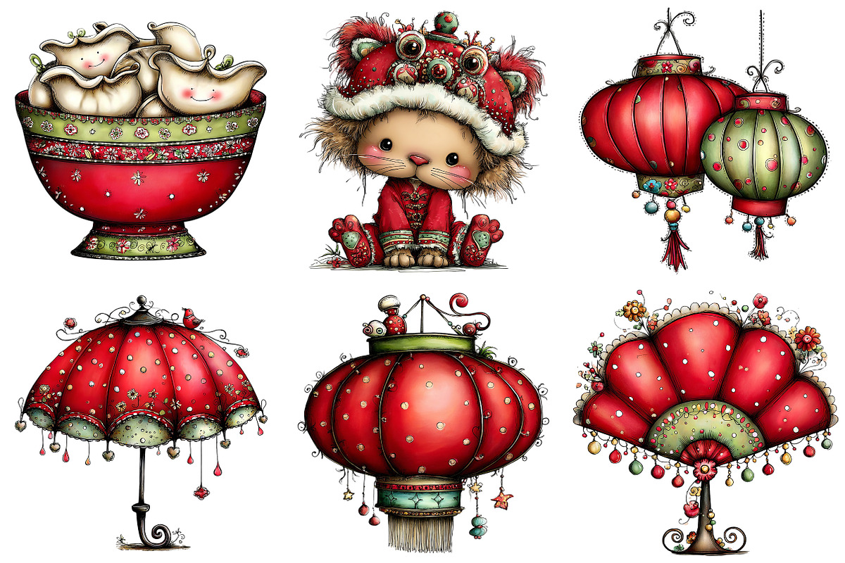 Chinese New Year Clipart, an Illustration by Craft Nest (Photo 7 of 8)