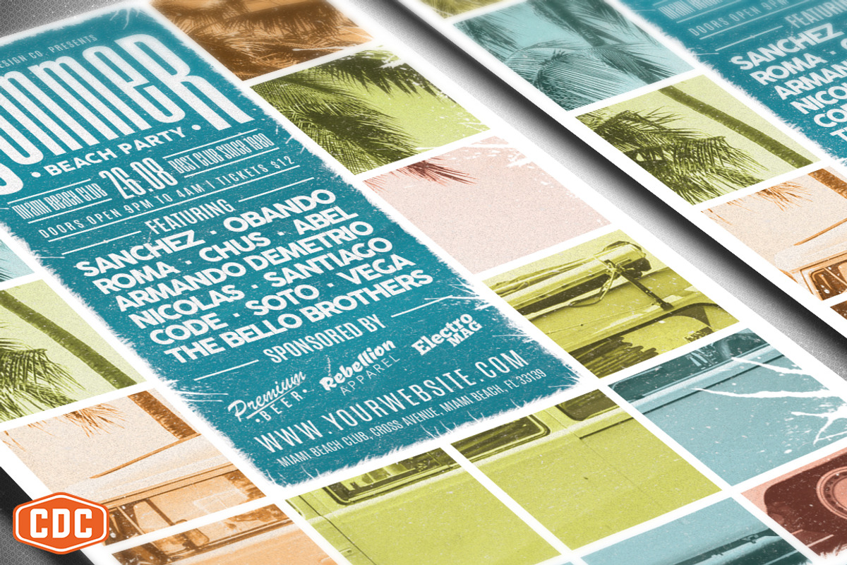 Summer Beach Party Flyer Template, a Flyer Template by Crosstown Design Co. (Photo 3 of 4)