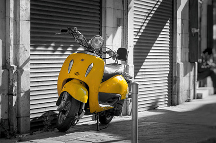 Retro scooter in the old town, a Transportation Photo by kirill.makes.pics