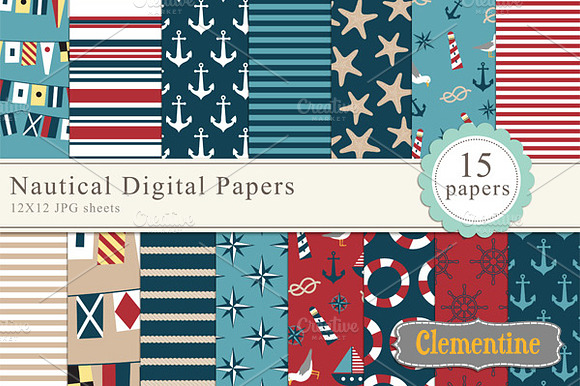 Nautical Digital Papers preview 4