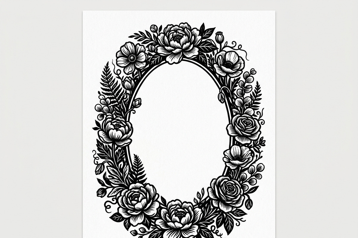 50 Elegant Floral Oval Mirror Frame, a Decorative Illustration by Amazin_art (Photo 32 of 34)
