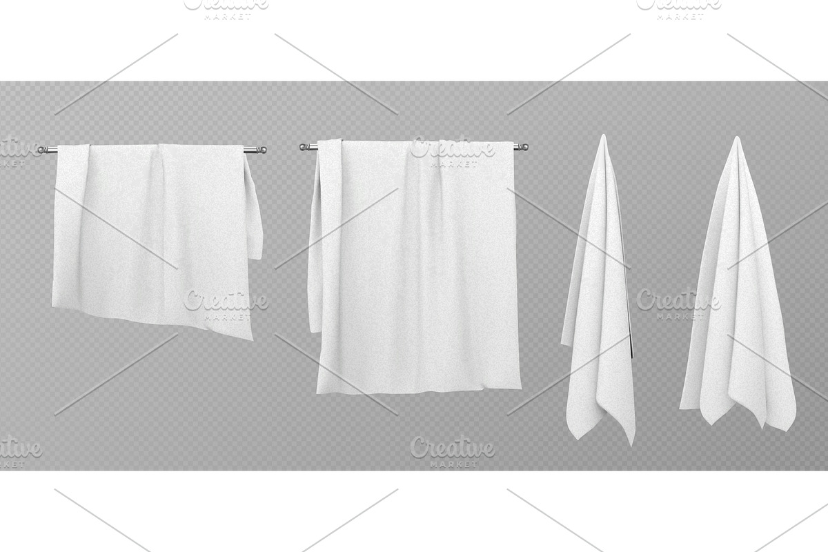 Bath towel mockup set on transparent, an Object Illustration by art PVP - market