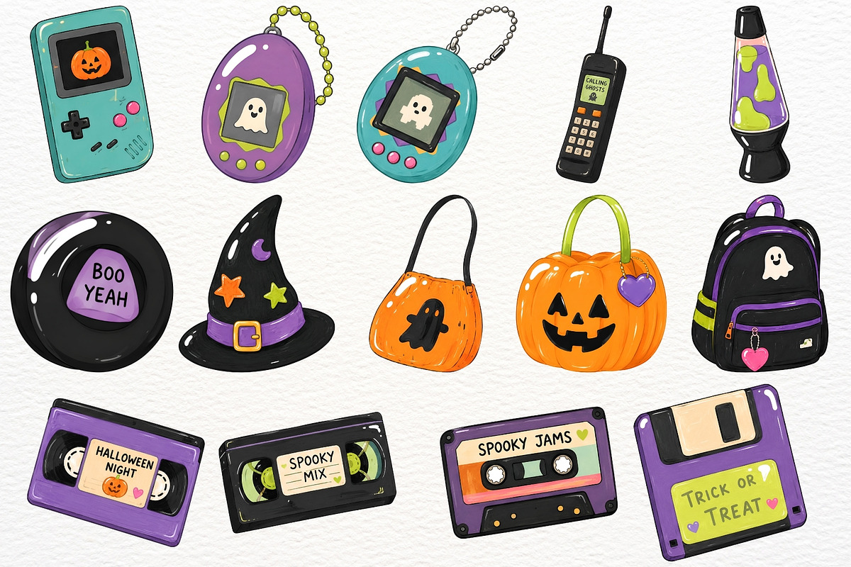 90s Kids Halloween Party Clipart PNG, a Seasonal Illustration by SugarCloudStudioArt (Photo 5 of 6)