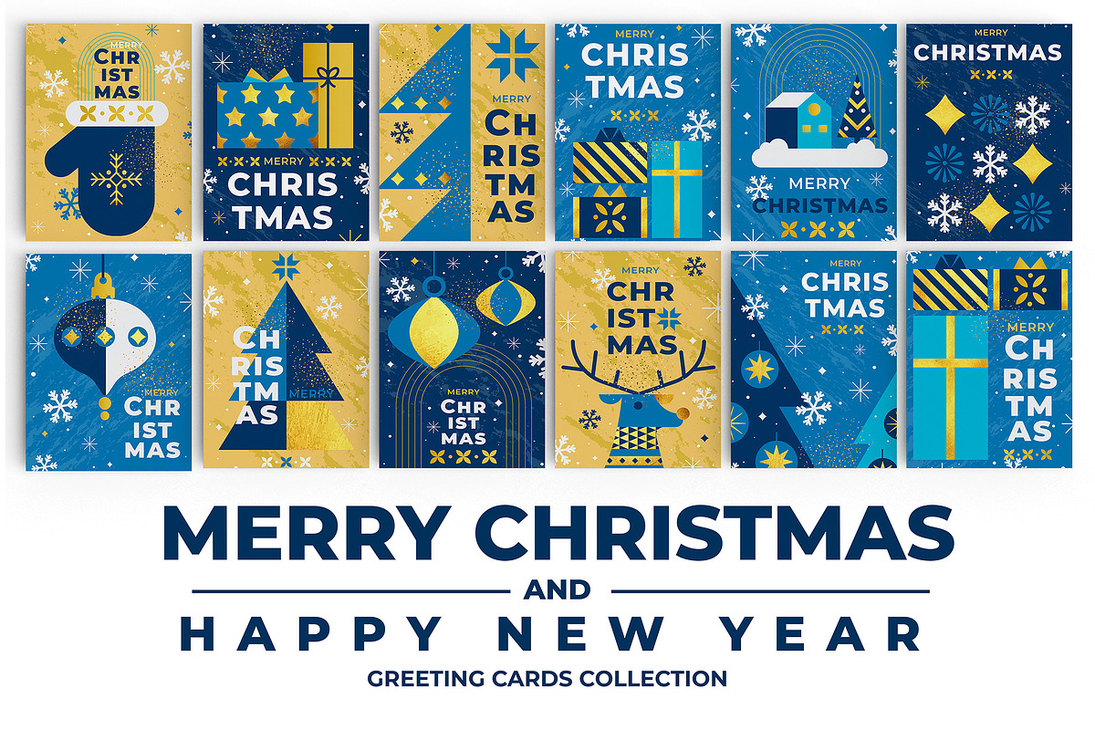 Elegant Blue and Gold Holiday Set, a Seasonal Illustration by Creative Graphics (Photo 1 of 9)
