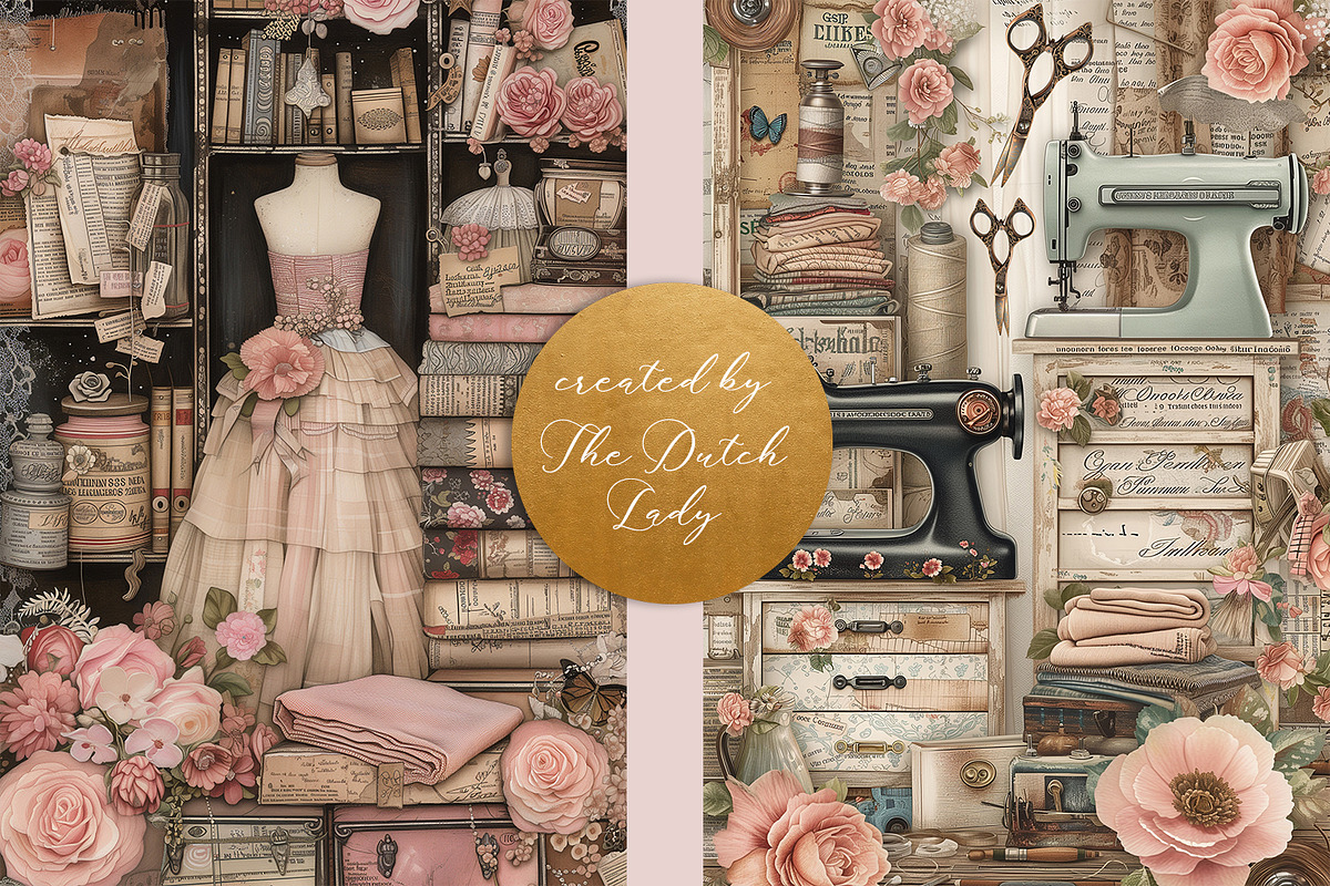 The Seamstress Atelier Decoupage Set, a Work Illustration by The Dutch Lady Designs (Photo 6 of 6)