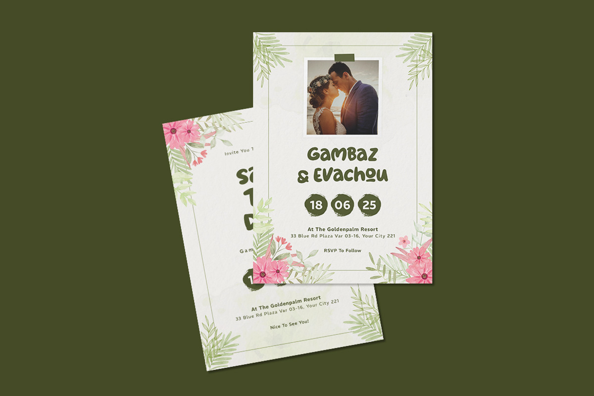 Painted Floral Wedding Invitation, an Invitation Template by iDoodle Studio (Photo 4 of 4)