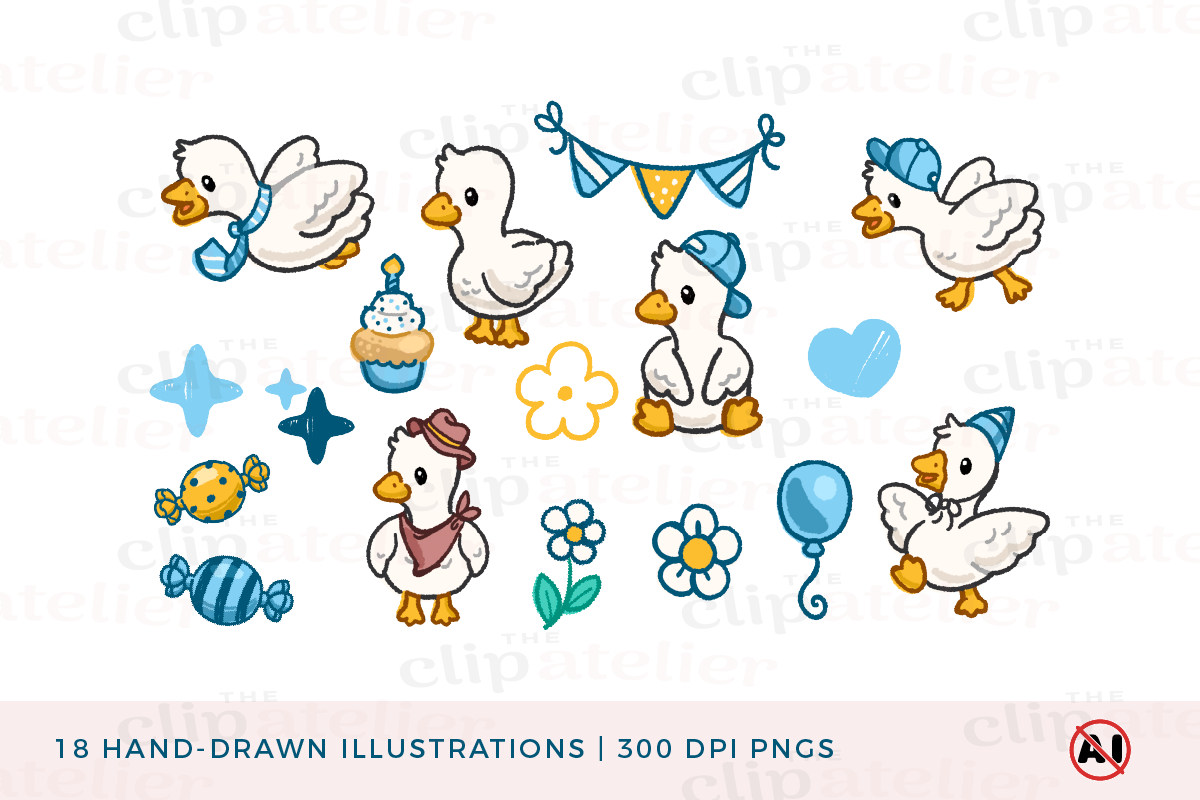 Silly Goose Party Clipart, an Animal Illustration by TheClipAtelier (Photo 2 of 3)