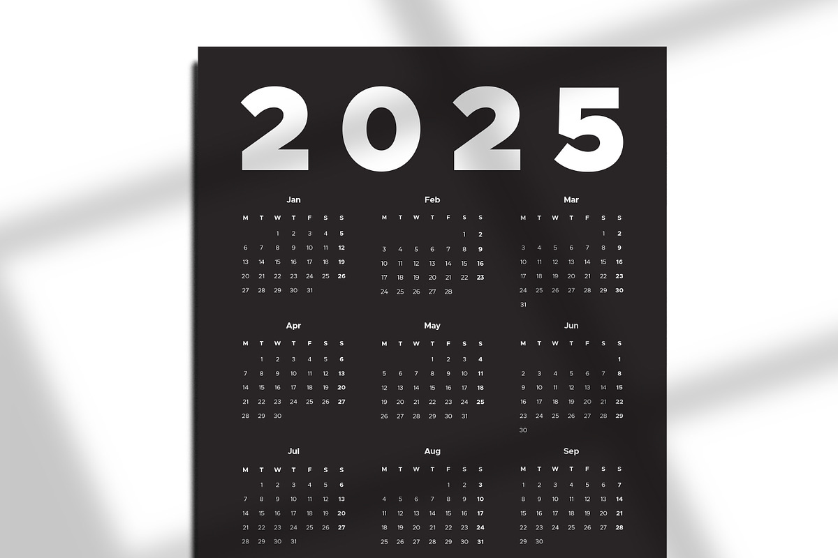Minimalist Wall Calendar for 2025, a Templates & Theme by MMS Design Studio (Photo 5 of 5)