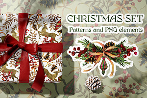 Christmas Set. Patterns And PNG