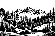50 Forest Cabin Landscape Silhouette, an Empty State Illustration by Amazin_art (Thumbnail 29 of 38)