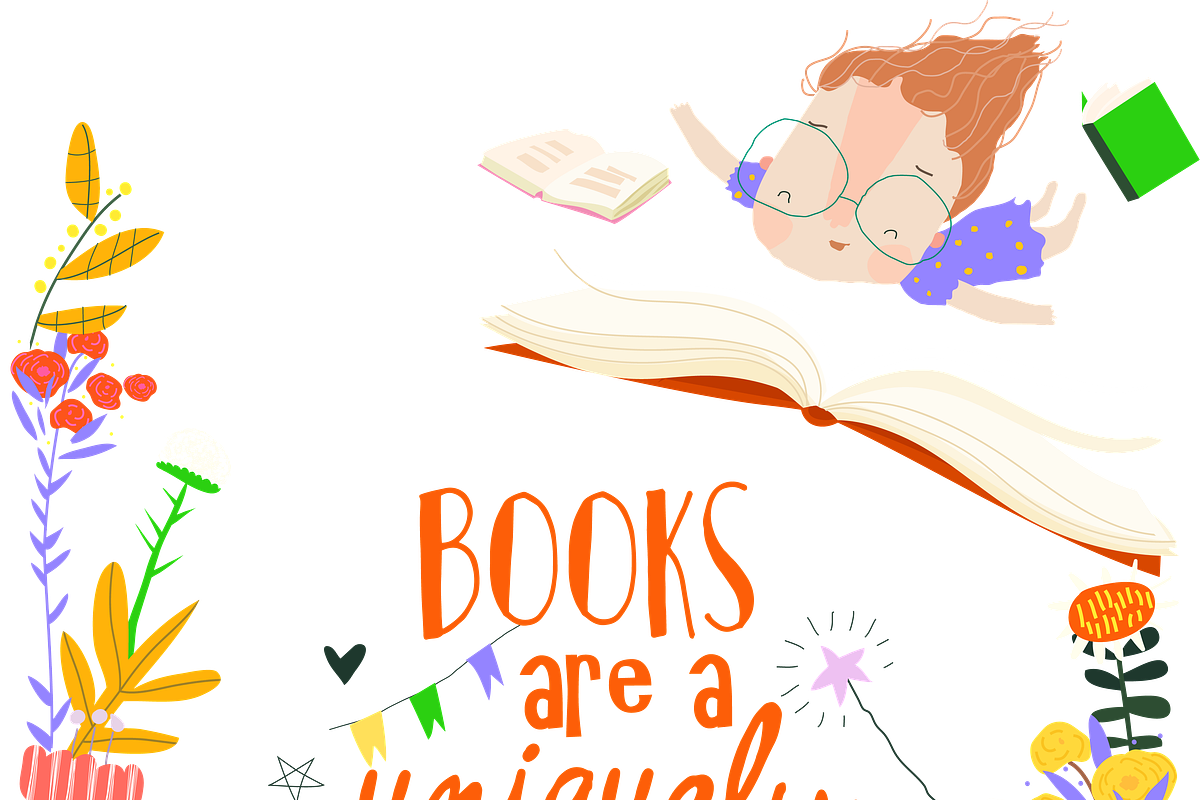 Frame with flying Girl, Books, an Education Illustration by Maria Starus (Photo 3 of 3)