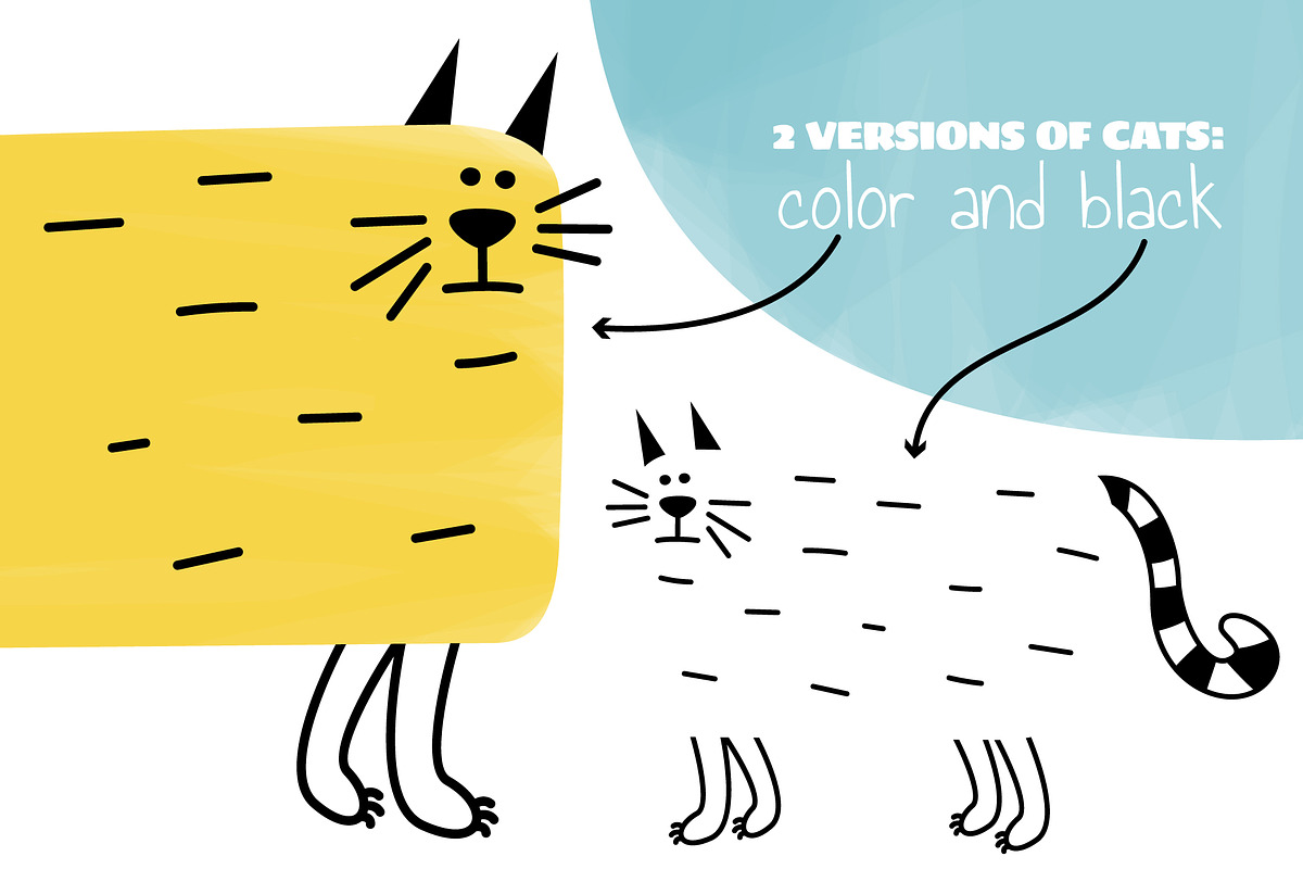 Abstract CATS Cliparts, an Animal Illustration by Panna Limon Store (Photo 7 of 8)