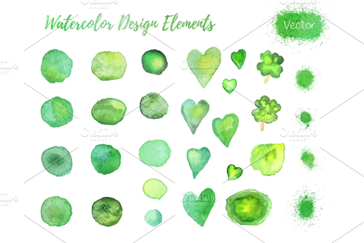 Set of watercolor design elements, an Object Graphic by Sunshine Art Shop