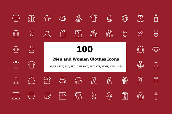 100 Men And Women Clothes Icons