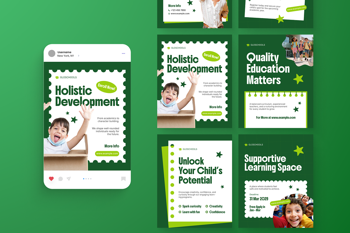 School Admission Promotion IG Post, a Social Media Template by Annora Studio (Photo 6 of 6)