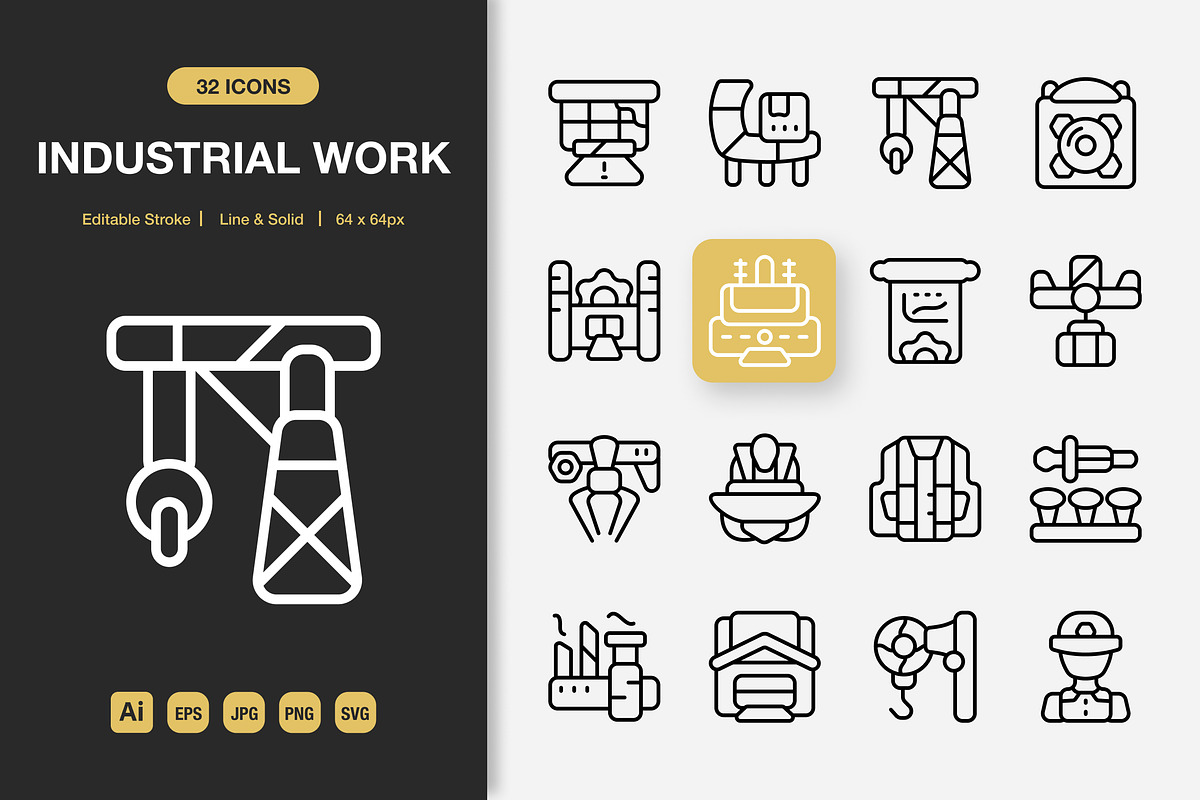 Industrial Work Icons, an Icon by Spacepixel Creative (Photo 1 of 3)