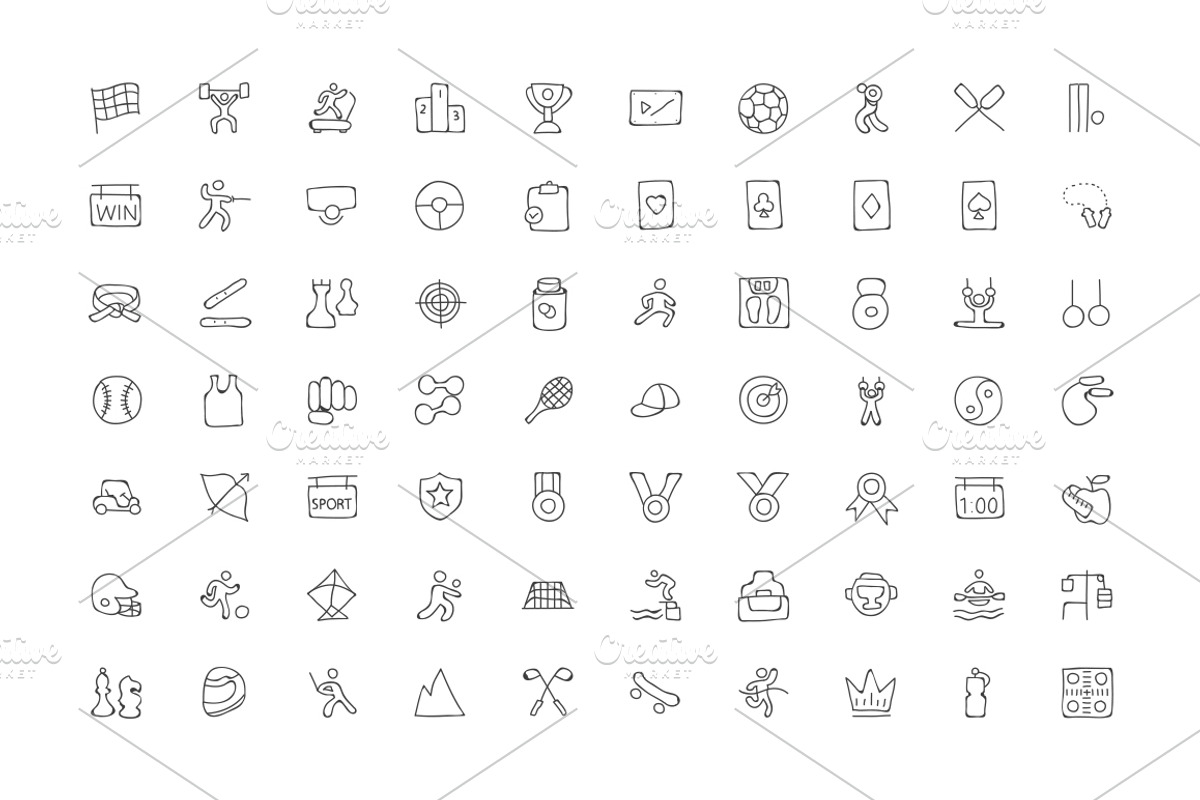200 Sports Hand Drawn Doodle Icons preview 4