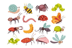 Cartoon Insects. Isolated Insect