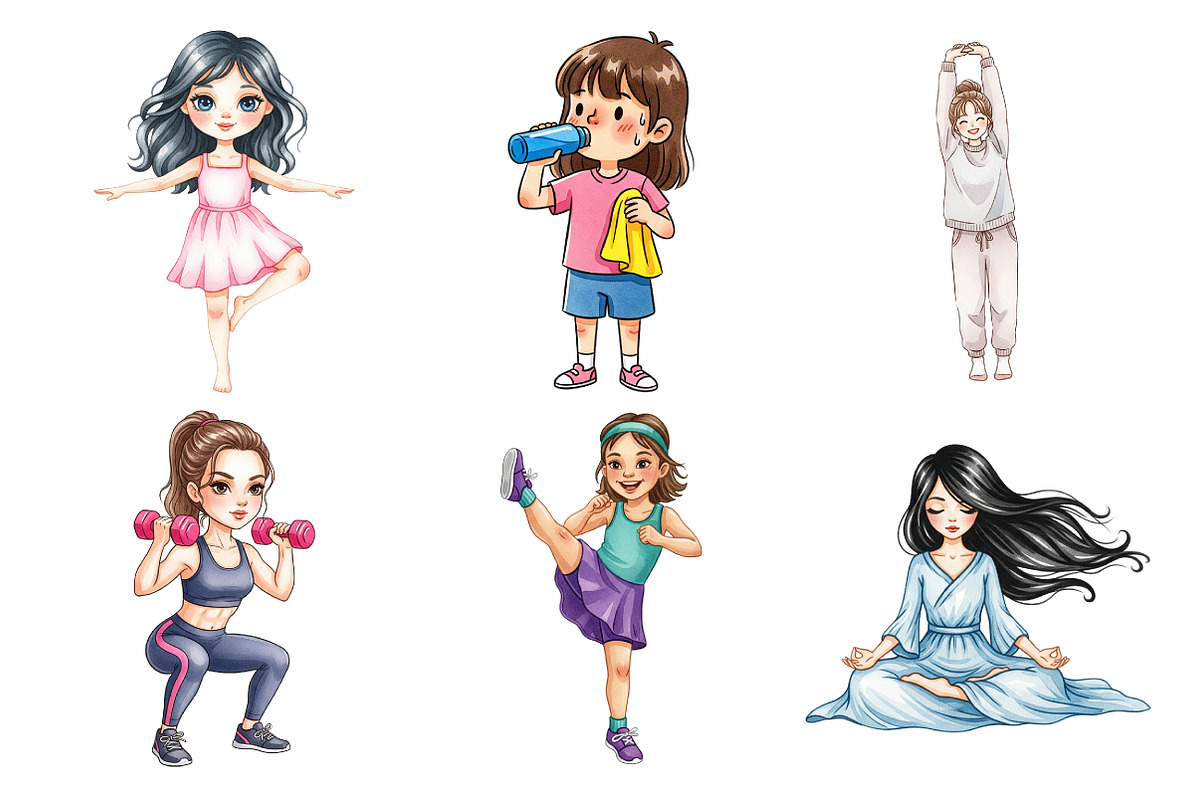 Exercises Fashion Girl Clipart, an Illustration by Daily.Designs (Photo 4 of 5)