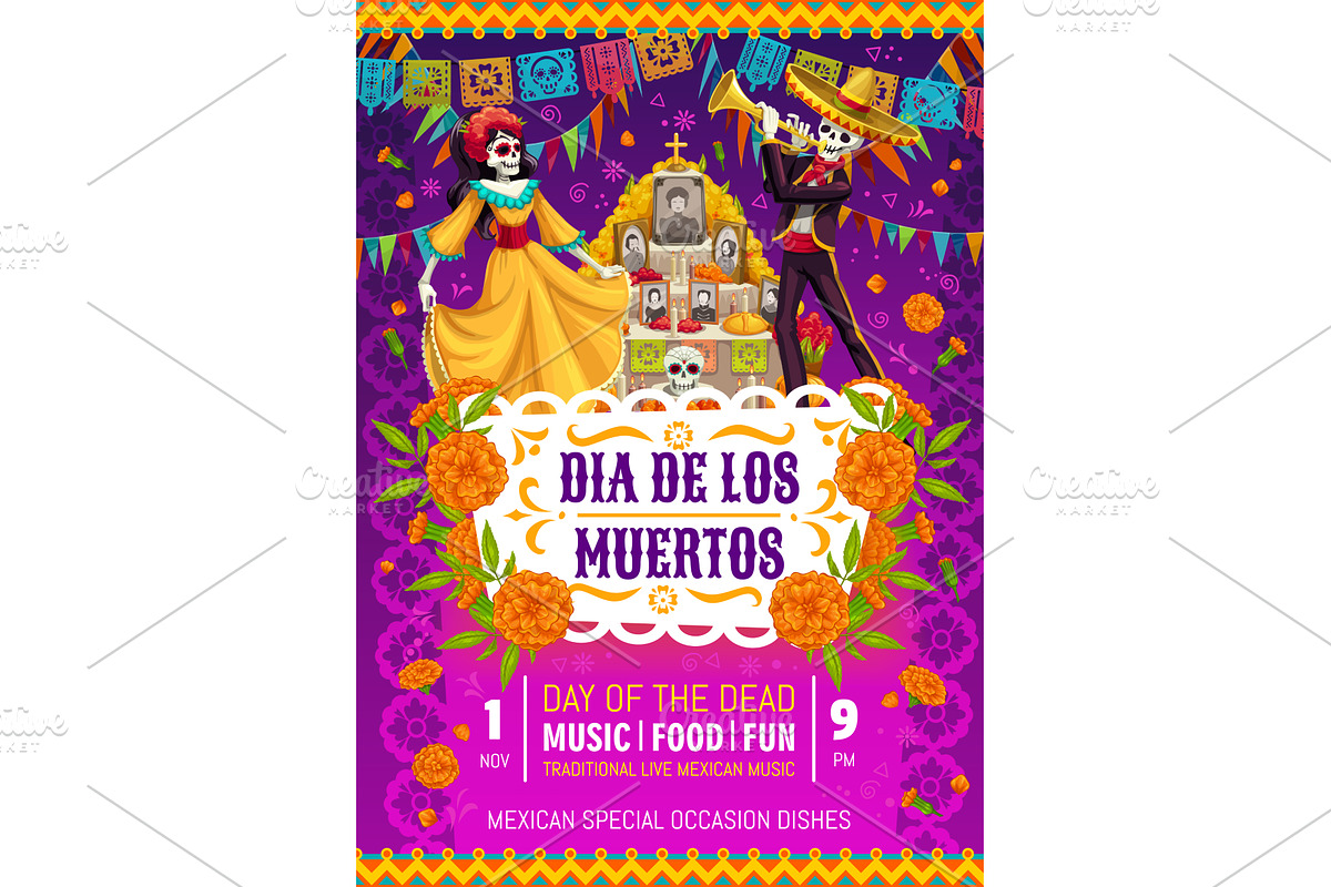 Dia De Los Muertos, a Seasonal Illustration by Vector Tradition