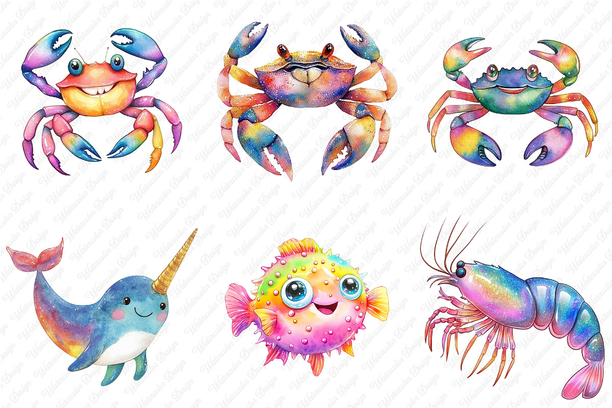 Ocean Clipart Bundle, an Illustration by Watercolor design (Photo 4 of 12)