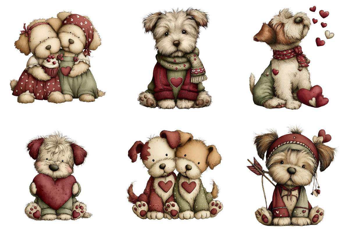 Whimsical Valentine Dogs Clipart, a Graphic by CitraGraphics (Photo 3 of 4)
