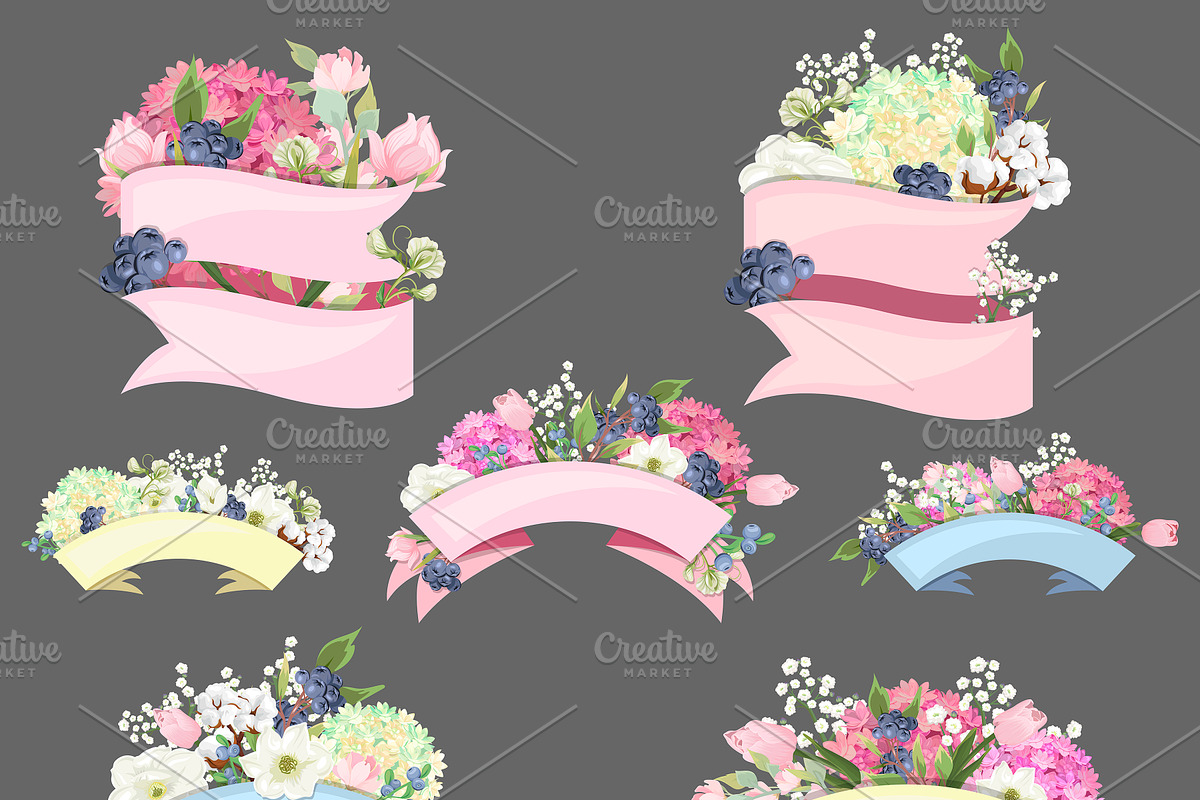 Flower wreaths and branches, a Decorative Illustration by HmarkaShop (Photo 5 of 6)