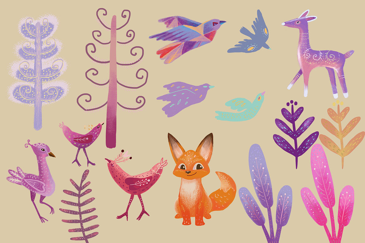 Enchanted Forest Clipart Set, an Illustration by FaliushViktoriaArtist (Photo 3 of 10)