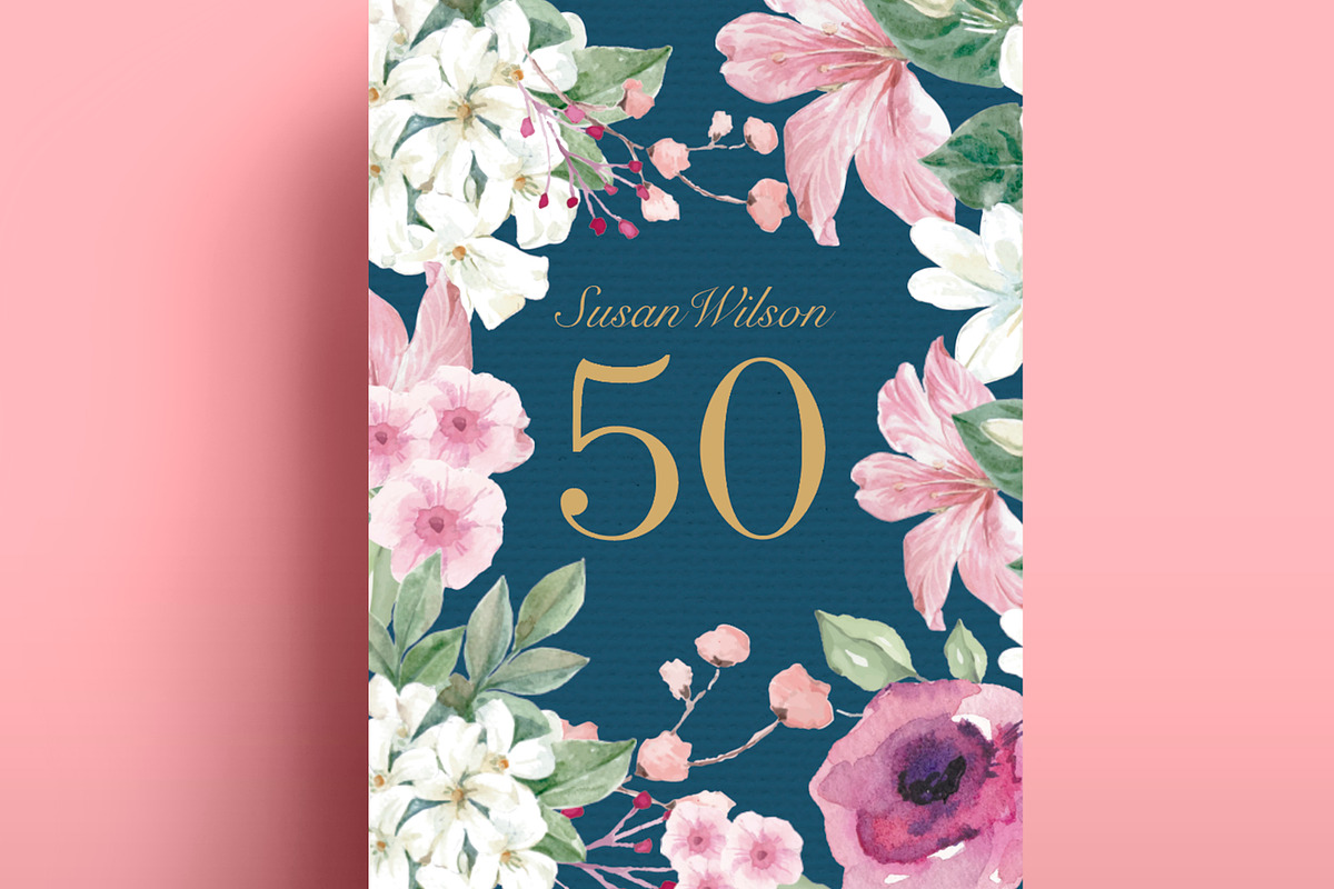 Pink & Navy Blue Greeting Card, a Card Template by Nordic.Arg (Photo 2 of 5)