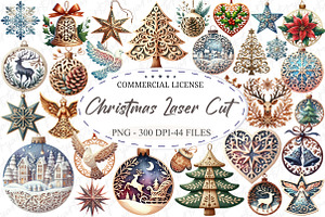 Christmas Laser Cut Ornaments Bundle, an Illustration by designcity5