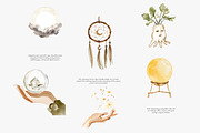 wiccan clipart boho witch png set, a Decorative Illustration by Patishop Art (Thumbnail 3 of 9)