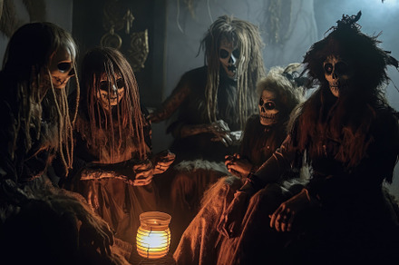 A spooky scene at a haunted house attraction. Halloween Concept., a Holiday Photo by designvectx