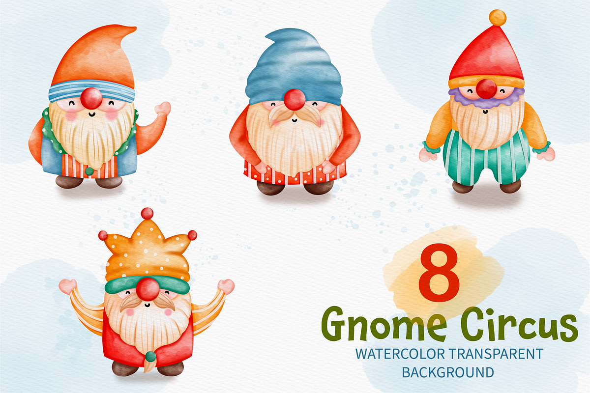 Watercolor Circus Gnome Clipart, an Animal Illustration by Apixsala (Photo 3 of 12)