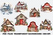 Christmas House, Winter Home Clipart, an Illustration by SindyPrintDesign (Thumbnail 3 of 3)