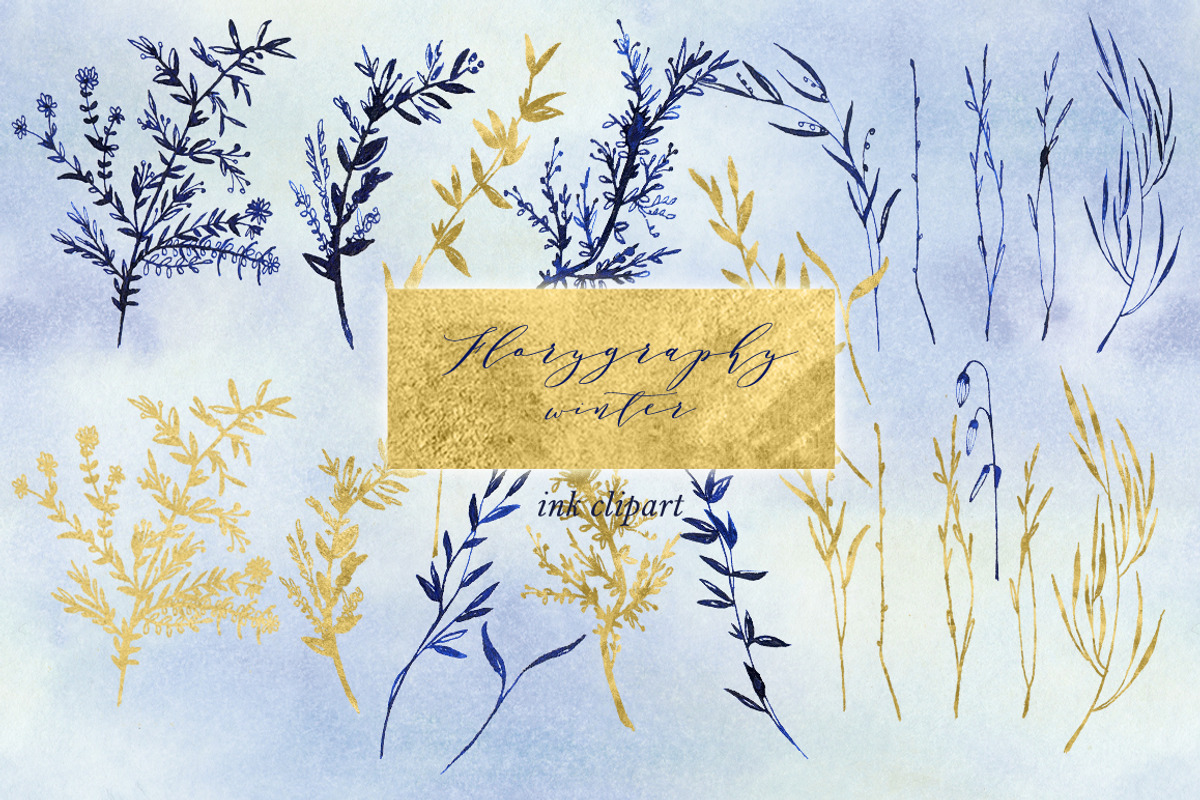 Florygraphy winter. Ink clipart., an Illustration by LABFcreations (Photo 1 of 4)