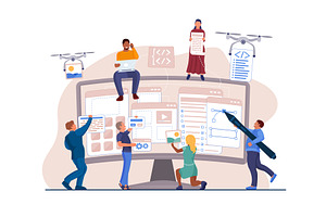 People designer team working on