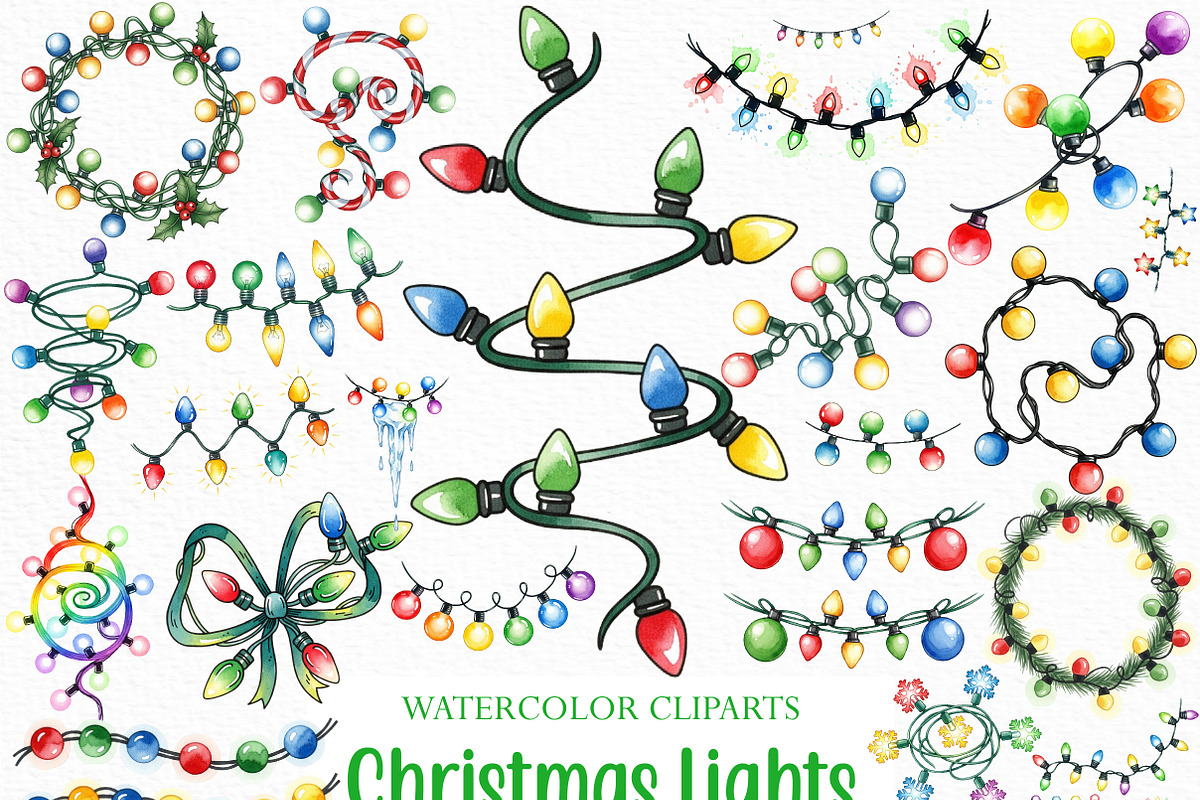 Christmas Lights Sublimation Clipart, an Illustration by Craft Nest (Photo 1 of 6)